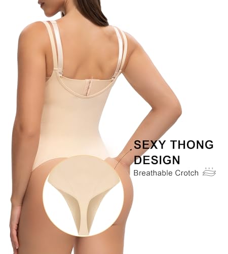 Image of SHAPERX Open Bust Shapewear Tummy Control Bodysuits for Women Seamless Compression High Waisted Body Shaper