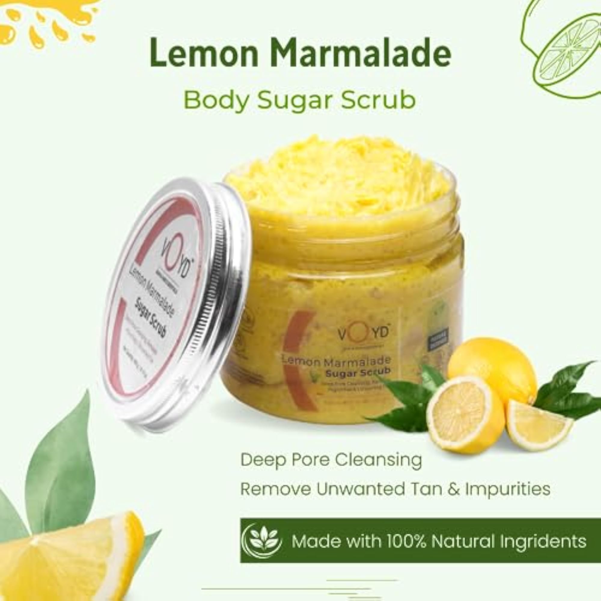 Lemon Marmalade Sugar Body Scrub, Nourishing & Glowing Skin