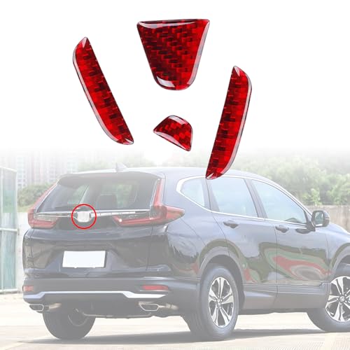Image of Bilisin Compatible with Rear Tailgate Insert Emblem Logo Carbon Fiber Emblem Badge Decal Cover Trim with Strong Adhesive for Honda CRV 2017-2022 Red