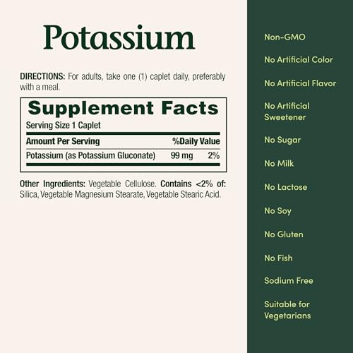 Nature's Bounty Potassium 99mg, 1 Per Day, 100 Vegetarian Caplets - image 5