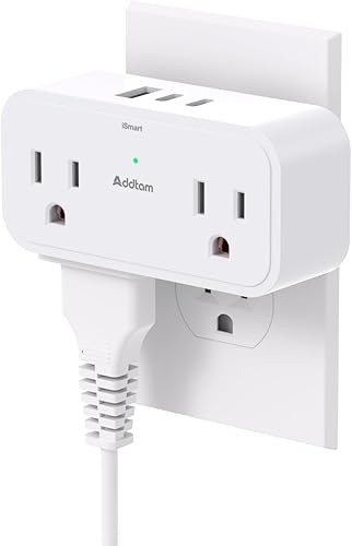 Miniatura 9 de Extensor de salida de protección contra sobretensiones, divisor de enchufes múltiples con 4 tomas eléctricas, 3 puertos USB (2 USB C de 3 caras,