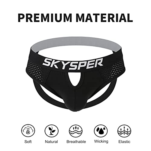 Skysper Jockstrap For Men Workout Jock Straps Male Underwear Athletic Supporter Sexy G-Strings, Sg48-Black, Medium #TOP3