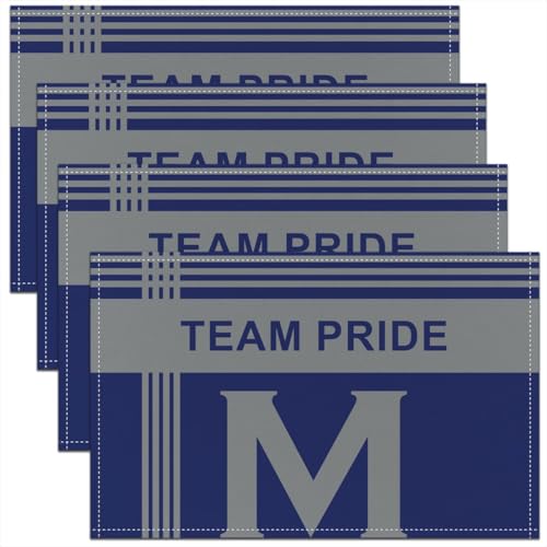 Feelyou Letter M Placemats Set of 4 Alphabet Table Mats Metro Football Place Mat for Kitchen Dining Table Party Decor Indoor Outdoor 18"x12" Non-Slip Easy to Clean City Stadium