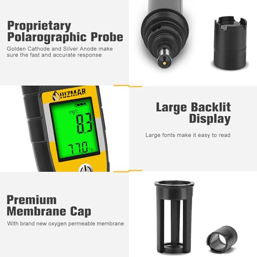 UIUZMAR Dissolved Oxygen Meter Digital Dissolved Oxygen Tester with 3.6Ft DO Probe Pen Type Dissolved Oxygen Test Kit for Aquarium, Ponds, Aquaculture, Water Quality Monitoring DO Range:0.0‑20.0mg/L - Thumbnail 5