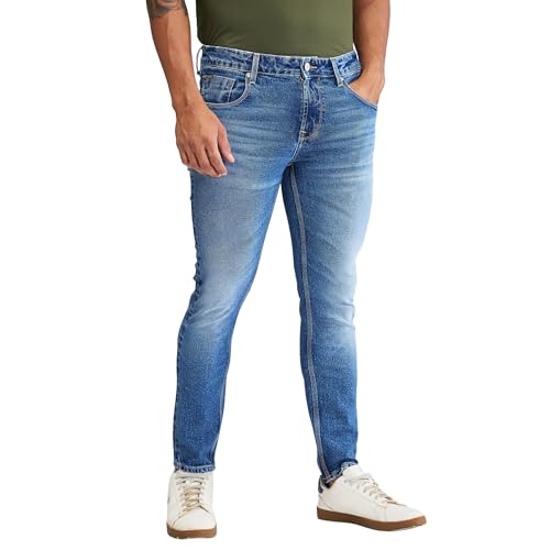 Image of Spykar Men's Kano Slim Fit Mid-Rise Jeans (Ankle Length)