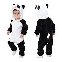 COOKY.D Infant Hooded Baby Rompers Animal Jumpsuit Soft Flannel Winter Cosplay Costume for Baby Girls Boys, 24-30 Months, Panda