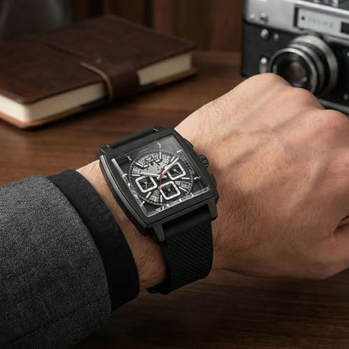 Image of Ferro Designed in Italy Acqua Analog Black Square Dial Men's Watch - FM11553D-G