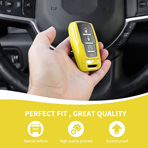 Image of RAZPOY for RAM Key Fob Cover, ABS Key Case Cover Holder Protector Compatible with for 2018-2023 Dodge RAM 1500 2500 3500, Yellow