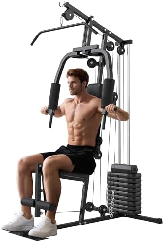 Soozier Home Gym Equipment, Multifunction Workout Machine with 99lbs Weight Stack for Back, Chest, Arm, Legs, and Full Body Workout