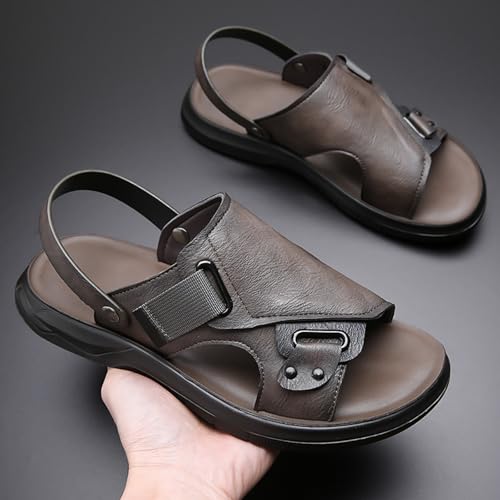 Sandalias casuales de piel con correa trasera ajustable para caminar cómodo este verano 3