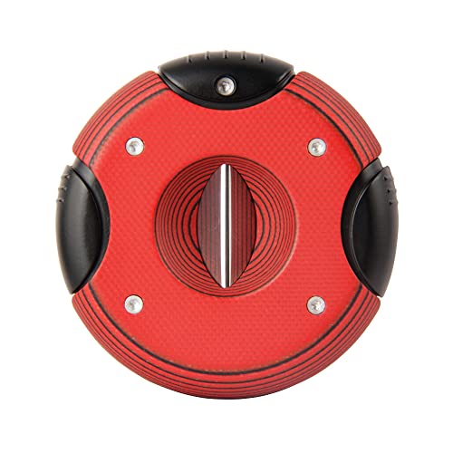 CIGARISM Round G10 Semi-Automatic V-Cut Cigar Cutter (Red)