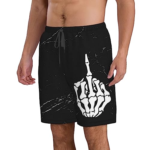Kkaingg Skull Middle Finger Men's Swim Trunks Quick Dry Swim Shorts Summer Beach Shorts with Pockets Swimsuit2