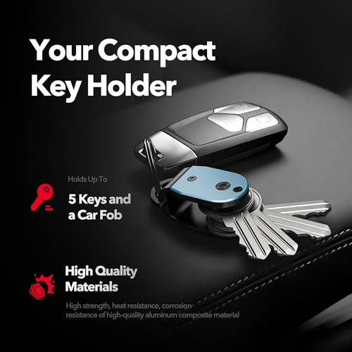 Image of QEG Mini Key Organizer, Keychain, Holds 2-5 Keys (Mini Blue)