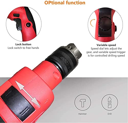 Kabelgebundener Schlagbohrer mit 12-teiligem Zubehör-Kit Kabelgebundener elektrischer Bohrschrauber mit Geschwindigkeit… – Bild 5