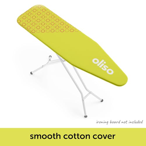 Image of Oliso Ironing Board Cover, Durable 100% Cotton Lined with Professional Grade Felt pad - Fits Standard 54 inch x 15 inch Boards, a Wide Elastic Edge, Two Adjustable Straps for Secure Fit (Pistachio)