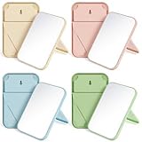MAQUITA 8 Pack Desktop Makeup Mirrors, 8' Adjustable Portable Foldable Travel Mirrors, Vanity Table Mirror with Stand, Small Tabletop Mirror with Stand for Women, Makeup Desk, Dressing Room (4 Color)