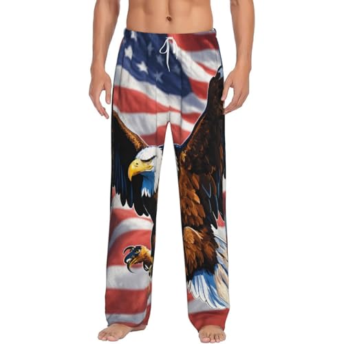 Pantalon de pyjama en polaire pour homme imprimé aigle américain