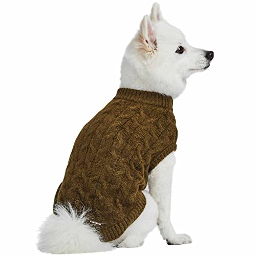Pull classique en tricot texturé chien vêtement olive 30,5cm