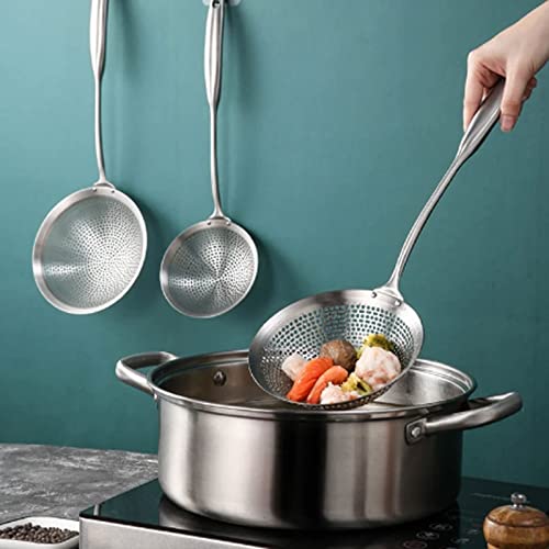 Hendyijb Sz Concha de sopa, coador de aço inoxidável para escumadeira, coador, panela frita, filtro