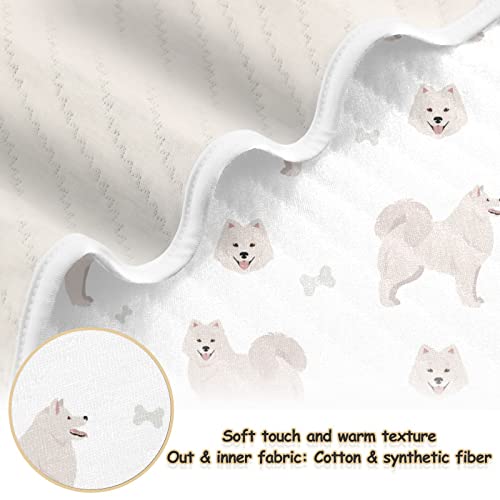 Image of Swaddle Blanket Samoyed Dog Cotton for Infants, Receiving, Lightweight Soft Swaddling for Crib, Stroller, Nursery, 30X40 in