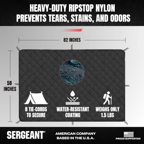 SERGEANT Poncho Liner Woobie Camping Blanket and Carry Bag. Waterproof, Windproof, Military-Grade, All-Weather Rugged Rip-Stop, Camping, Hunting, Hiking, Picnic, Survival, Outdoor Blanket in Black - Thumbnail 3