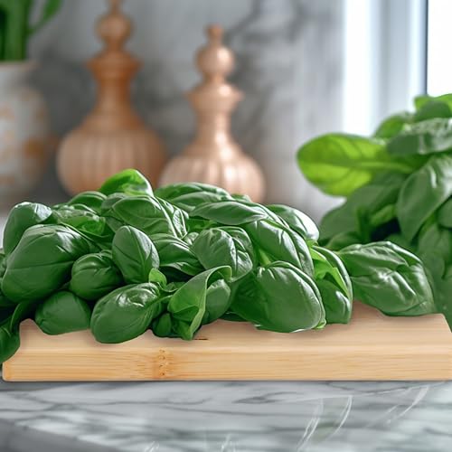 Foto von Relaxdays Wiegemesser mit Brett, Bambus & Edelstahl, zweischneidiges Kräutermesser, Kräuterbrett 20x20 cm, natur/silber