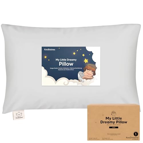 Image of KeaBabies Organic Toddler Pillow with Pillowcase, Jumbo 14X20 (French Gray) | Soft Cotton Toddler Pillows for Sleeping, Machine Washable, Perfect for Travel, School, Daycare, Nap, Kids Toddler Bed Set