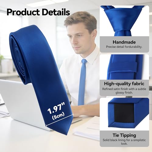 Image of Skinny Tie Men Women 2 inch (5CM) Slim Necktie Solid Thin Ties Formal
