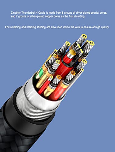 Image of Full-Featured USB C Cable for Video, Data and 240W Fast Charging, 40Gbps Super Speed USB4.0 Cord and 8K 60Hz Monitor Link, Compatible with All Thunderbolt 3 and 4 - Silver /Black, 1m /3.3ft