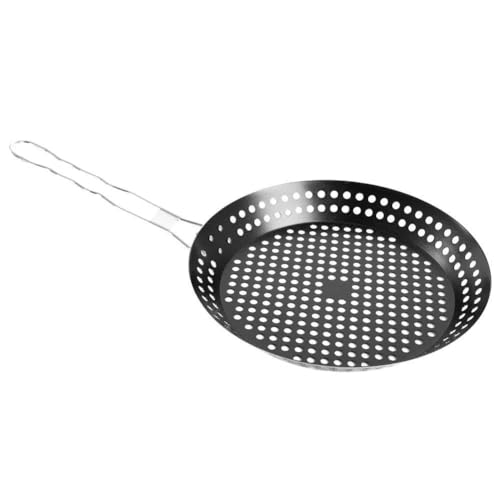 Brigros MasterCook - Cestello Tondo Forato per Barbecue in Acciaio Inox, Cestino Griglia per Verdure BBQ, Accessorio per Cottura alla Brace, Perfetto per Barbecue A Carbonella E Gas