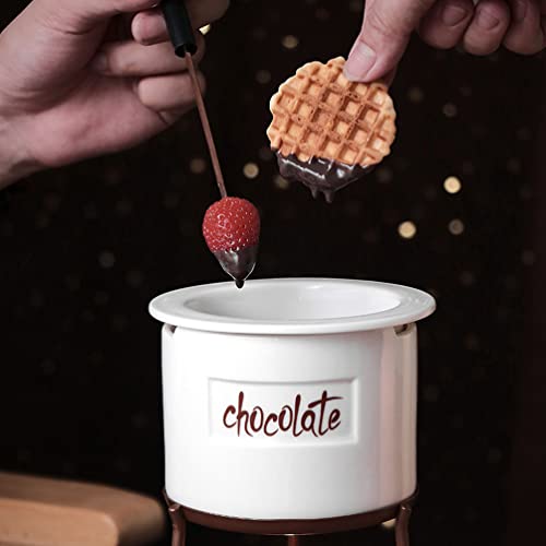 Pote de derretimento de chocolate fondue: 1 conjunto de panela de manteiga de queijo de cerâmica par
