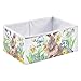 Oyihfvs Happy Easter Rabbit Bunny Colored Eggs Chickens Flowers Rectangle Foldable Cube Storage Basket Collapsible Fabric with Handles Organizer Clothes for Home Bedroom 15.7 x 10.6 x 7 in