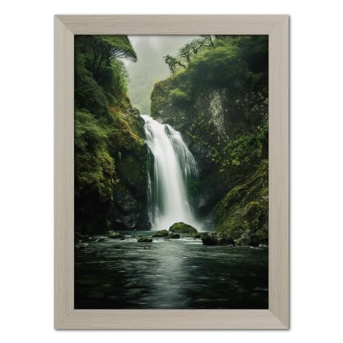 Image of TenorArts Waterfall Photo Frame Vastu Positivity Lucky Wall Painting Aesthetic Art Frames with White Wooden Texture for Living rooms Office Bedroom - Wall Paintings /Hangings (12inches x 9inches)