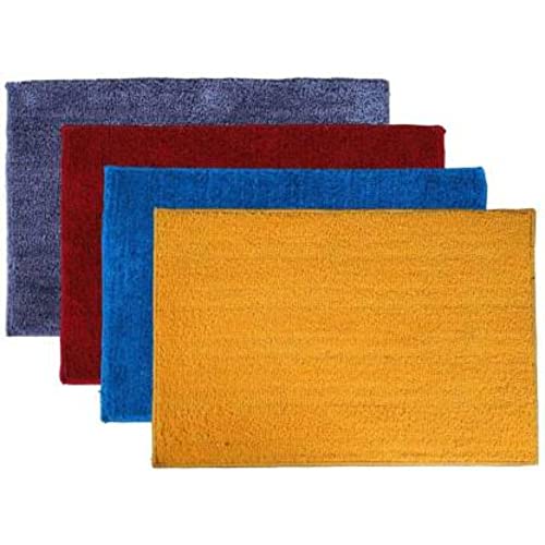 Image of Anti Skid Doormats for Home and Office Entrance Living Room and Bathroom Mats | Entrance Door Mats for Home and Office Entryway. (Pack of 4 (Yellow-Blue-Red-Grey), 18x28)