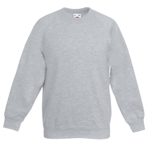 Fruit of the Loom Childrens Unisex Raglan Sleeve Sweatshirt (Pack of 2) (5-6) (Heather Grey)