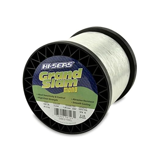 Hi-Seas Grand Slam Monofilament, 100 Pound Test, Clear, 2-Pound Spool