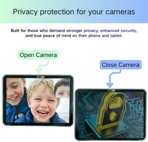 Front Camera Cover,Camera Privacy Covers Compatible with iPad, Webcam Privacy Cover,Ultra-Thin Transparent Slide, Easy Install Self-Adhesive, Compatible with Galaxy, Pixel & Tablets,Black-2 Pack