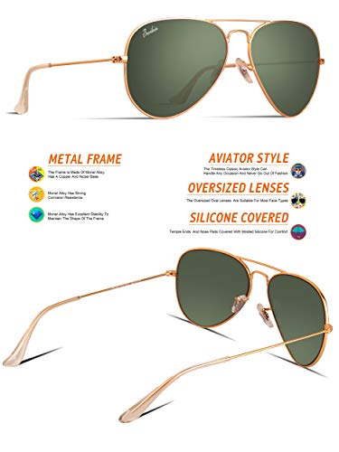 Image of Classic Aviator Teardrop Style Glass Lens Metal Frame Sunglasses For Men Women UV400 Protection