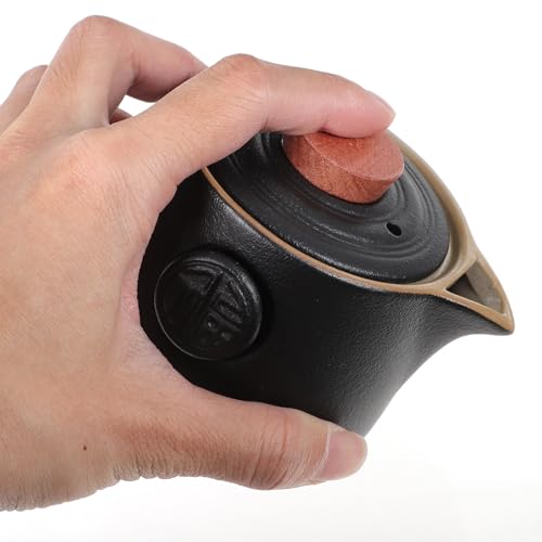 Juego de té portátil de cerámica retro elegante con bolsa protectora reforzada 6