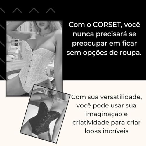 Corpete Corset Corselet Redutor Modelador Cintura Pino Couro Sintético Preto M487