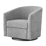 Zihanhome Chenille Swivel Accent Chair, Living Room Chairs, No Assembly Upholstered Armchair, 360°Rotating Barrel Chair for Bedroom, Apartment & Reading Nook (1, Light Grey)