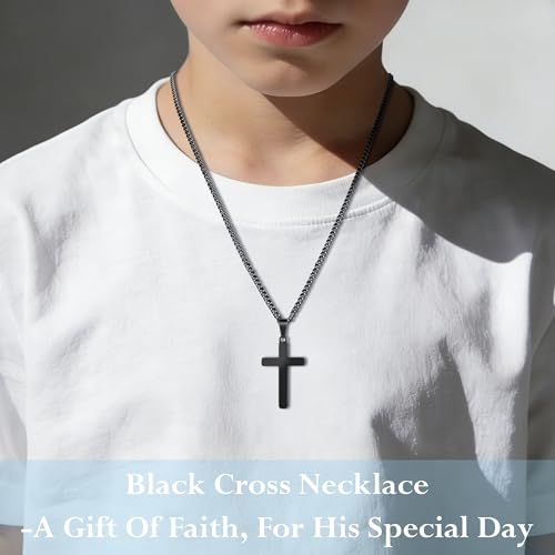 Image of Sereney Cross Necklace for Boys, 8th 9th 13th Birthday Gifts for Toddler Kids Teen Boys Girls, Baptism Gift Mustard Seed Jewelry as Rcia Christian Religious Necklace for Son Daughter Pendants