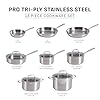 T-fal Pro Tri-Ply Stainless Steel Cookware Set 13 Piece Induction Compatible, Oven Safe 500F, Lids 350F, Fast & Even Heat, Pots and Pans Set, Professional Quality, Kitchen Essentials, Silver #1