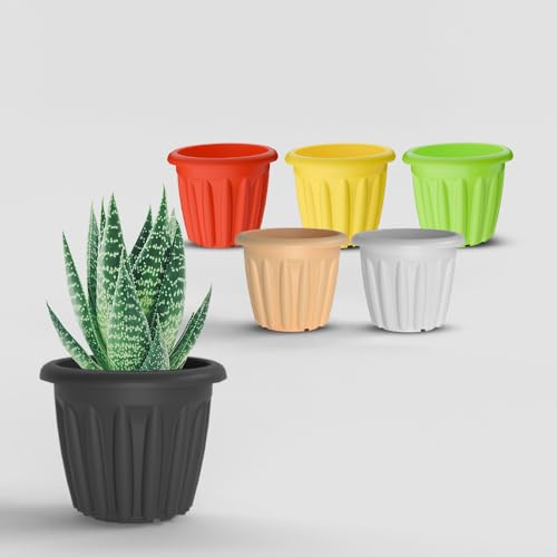 Image of YUCCABE ITALIA SHERA Floot 6 Inch Plastic Flower Pot 6 Piece Set of Round Shape Planter for Home Garden Seedling Planter for pots (Multicolor)