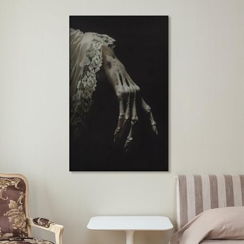 Gothic Skeleton Hand Romance Painting Canvas Printing Wall Art Posters Prints Wall Decor Dark Academia Vintage Aesthetic Picture Decoration for Living Room Bedroom 12x18inch(30x45cm) by Generic - Used condition - Image 7