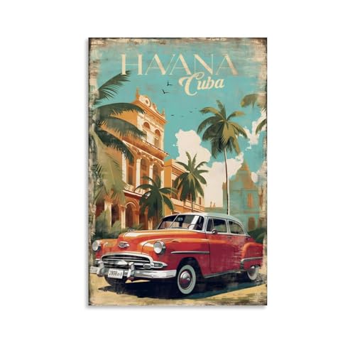 KVIINKD Poster vintage Havane Cuba - Décoration murale moderne - Cadeau pour un ami - Sans cadre - 20 x 30 cm