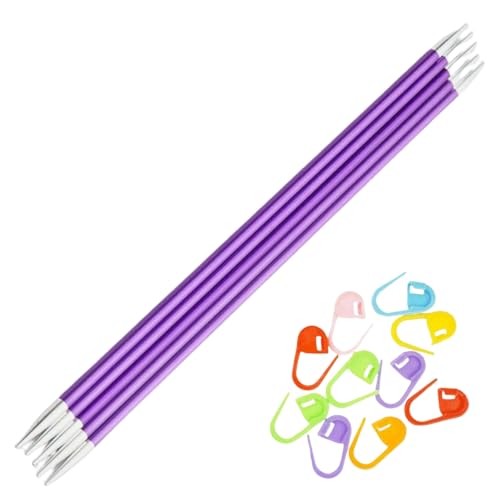 Image of KnitPro Zing 8-Inch US 7 (4.5mm) DPN Double Pointed Knitting Needles | Aluminium, Color-Coded, Perfectly Tapered Sharp Tips, 10 Stitch Markers, Works With All types of Yarns