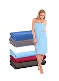 Interkontakt Saunakilt Damen 80x140cm mit 3-stufigem Druckknopfverschluss - passend bis Konfektionsgröße 44 - Handtuchkleid Damen aus 100% Baumwolle OEKO-TEX® Zertifiziert- Saunatuch Damen Hellblau