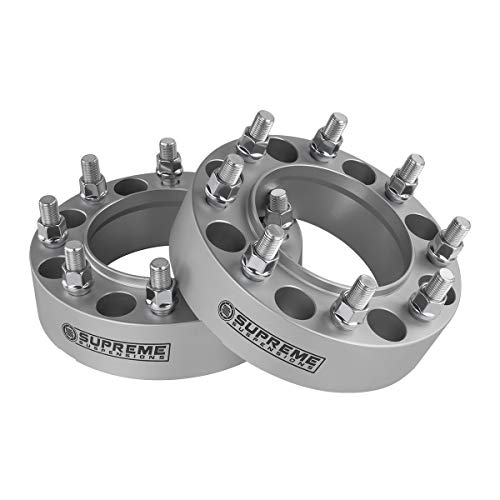 Supreme Suspensions - 1.5" Front Wheel Spacers For 2005-2023 Ford F-250 / F-350 Super Duty Hubcentric Spacers: 8X170Mm Bolt Pattern M14X1.5 Studs [2Pc Silver Pack] - 4 Tire Valve Caps Included #TOP2