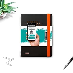 Journal | Eco-Friendly Letter Notebook | Luxury Flex Cover | Micro-Perforated Pages | 190 Pages | Free App for Digitizing Notes | Black & orange